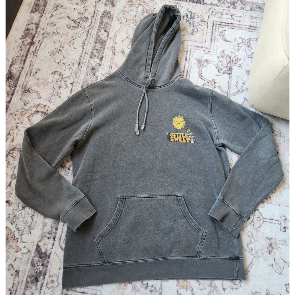 Bitter Sweet Sz. M Sad Sun Hoodie Washed Black